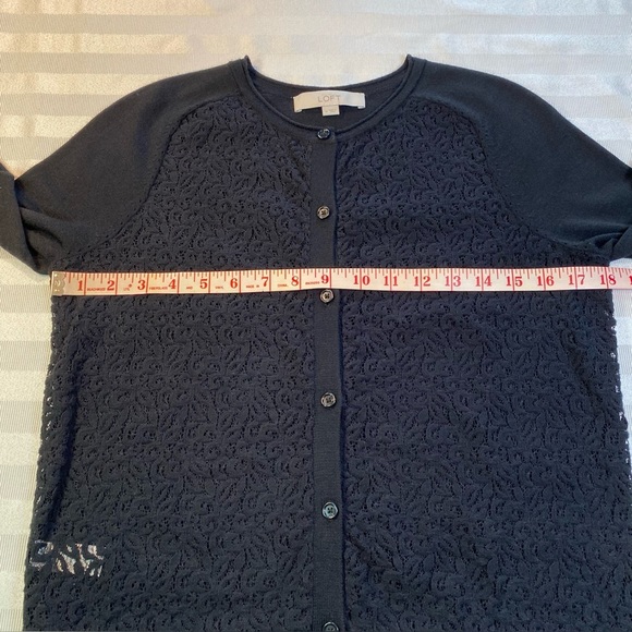 LOFT Lace Front Wool Blend Cardigan Sz M - Picture 7 of 14